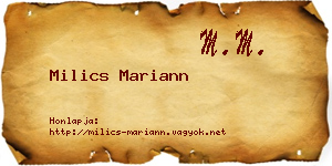 Milics Mariann névjegykártya