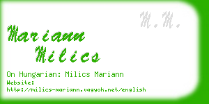 mariann milics business card